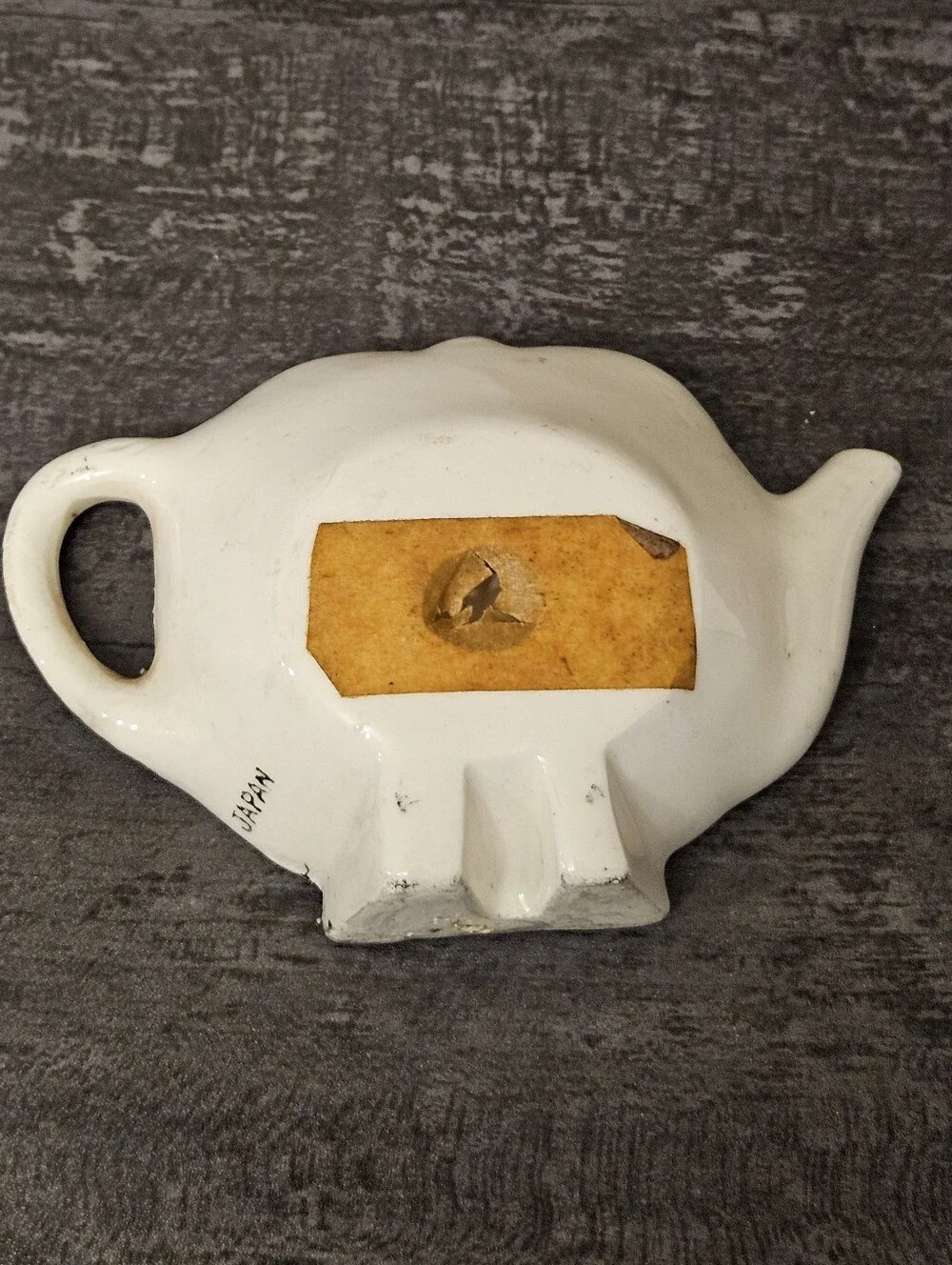 Vintage Teapot Shaped Ceramic Tea Bag Holders / Spoon Rests - Set Of 2